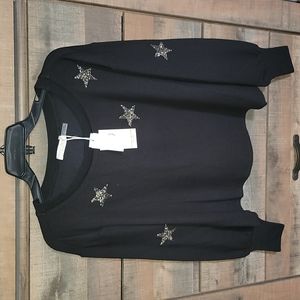 Black sweater shirt with dazzling stars